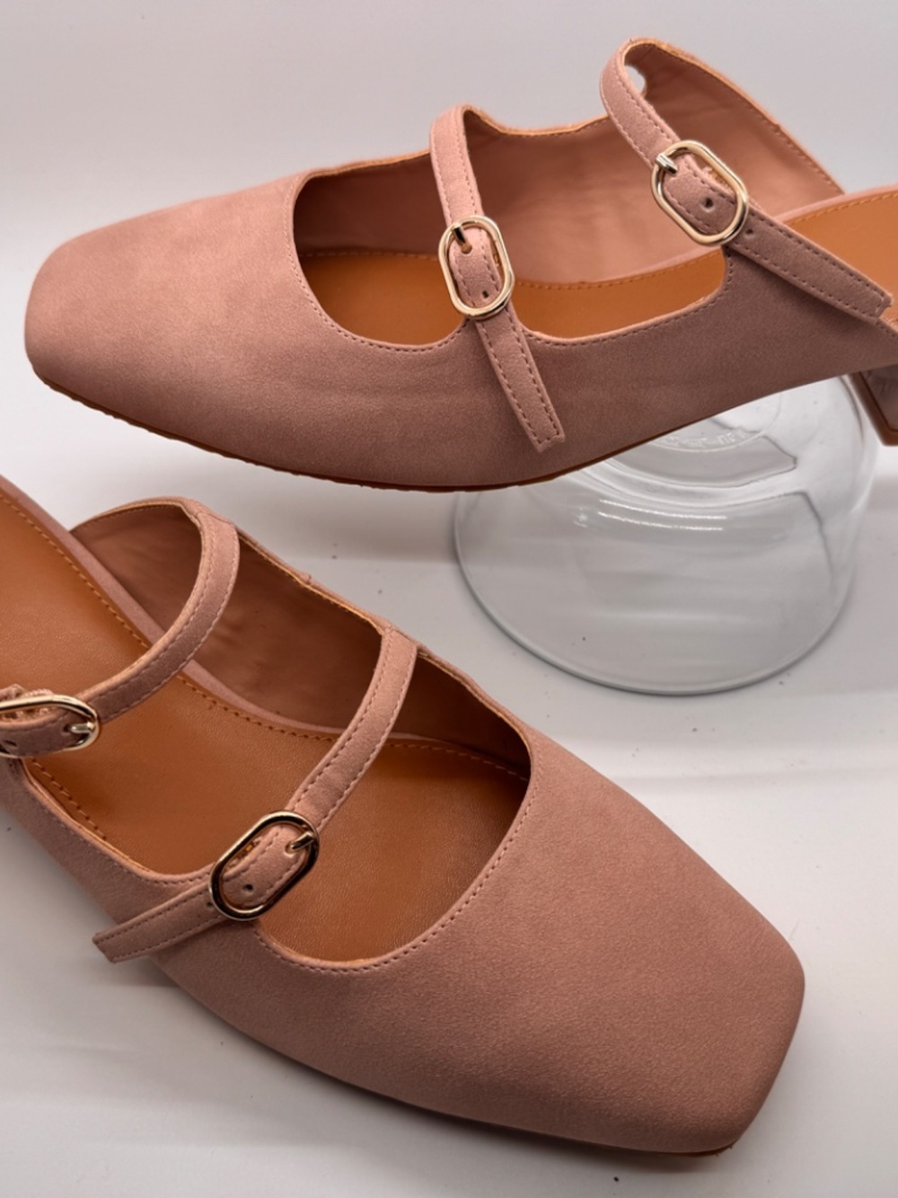 Donald Pliner Women’s Double Strap Mary Jane Mule Heels Blush Pink Suede Size 9 - Picture 2 of 7